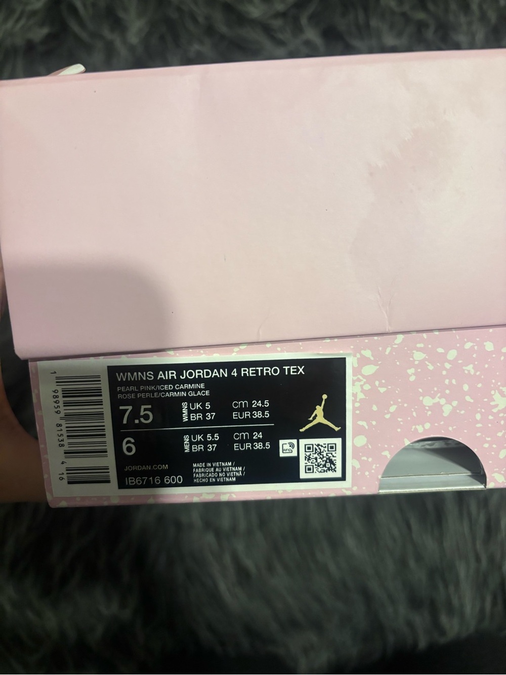 Nike Air Jordan 4 Retro Pink and Cream Women's Shoe - Picture 4 of 4